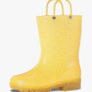 Toddler girl yellow rain boots with handles size 6T